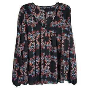 Women's a.n.a Long Sleeve Floral Blouse Top Size XL